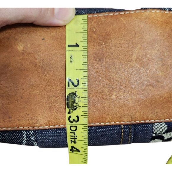 COACH Patchwork Denim Flower Print Accessory Pouch Mini Bag Indigo Canvas RARE - Picture 15 of 16